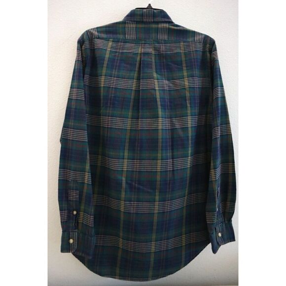 Ralph Lauren Men's Sz S Green/Navy Plaid Custom Fit Button-Up Poplin Shirt - Picture 5 of 6